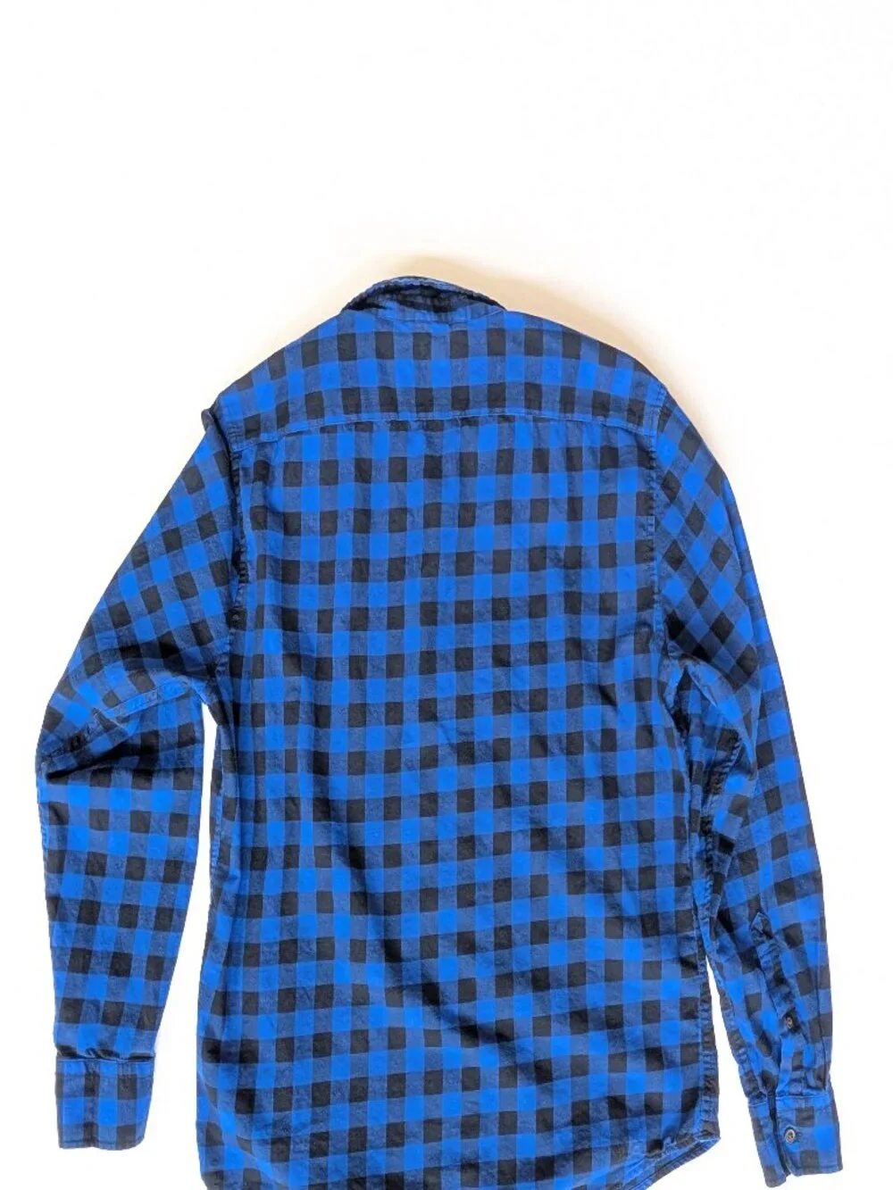 Banana Republic Men's L Blue buffalo check Plaid long-sleeve Button-up Shirt